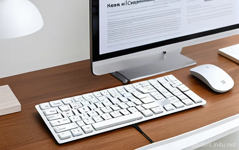 한글과 영어 혼용 문서에 어울리는 폰트 - **Prompt:** A clean and modern digital workspace showcasing a sophisticated document displayed on a ...