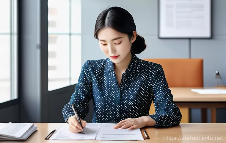 한글 문서에 어울리는 폰트 추천 - **Prompt 1: Professional Korean Document Readability**
    A highly detailed, realistic photograph o...